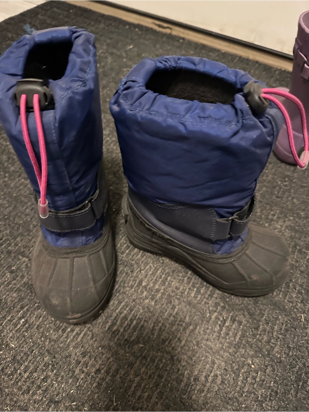 Columbia Blue Kids Snow Boot with Pink Accent
